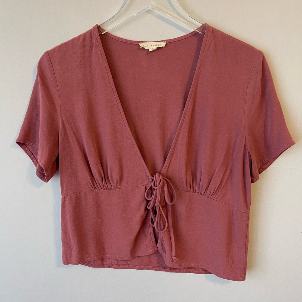 Mauve‎ Rayon Tie Front Blouse S